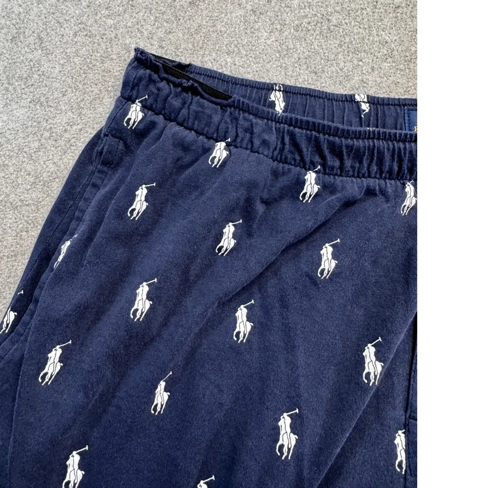 Polo Ralph Lauren Men's Navy Pony Print Pajama Lounge Pants Cotton Size Large